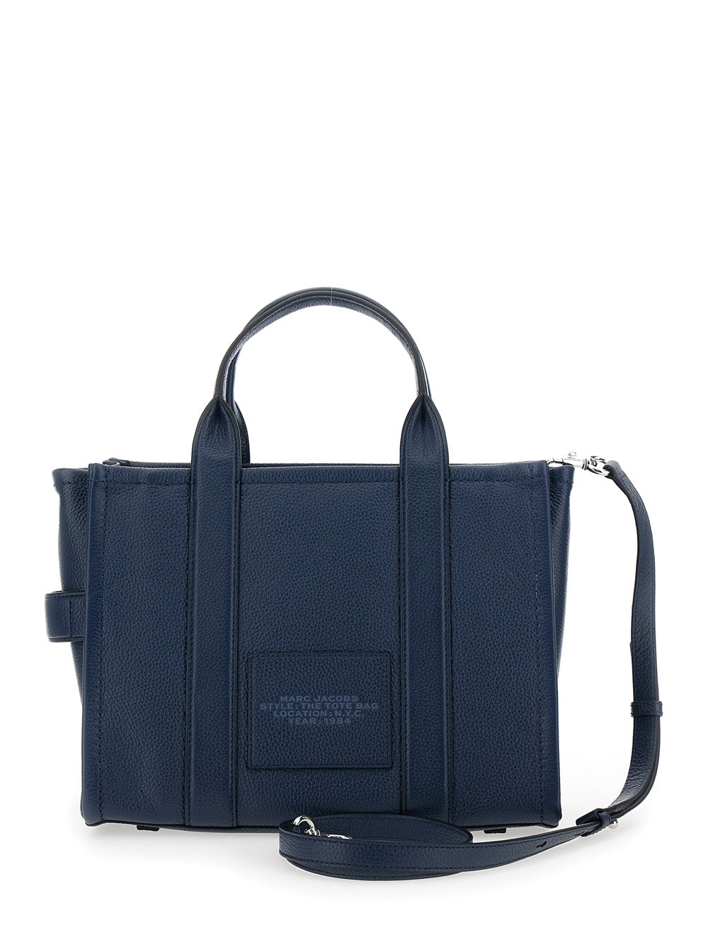 Marc Jacobs Women 'The Tote Bag Medium' Blue Bag With Logo Print On The Front In Hammered Leather Woman