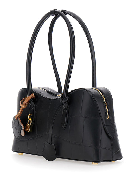 Stella Mccartney Women 'Ryder' Black Medium Handbag With Padlock Detail On The Front And Two Top Handles In Ecoleather Woman