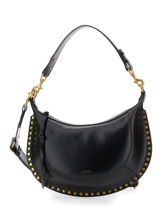 Isabel Marant Women 'Naoko' Black Shoulder Bag With Embossed Logo Lettering On The Front And Removable Shoulder Strap In Leather Woman