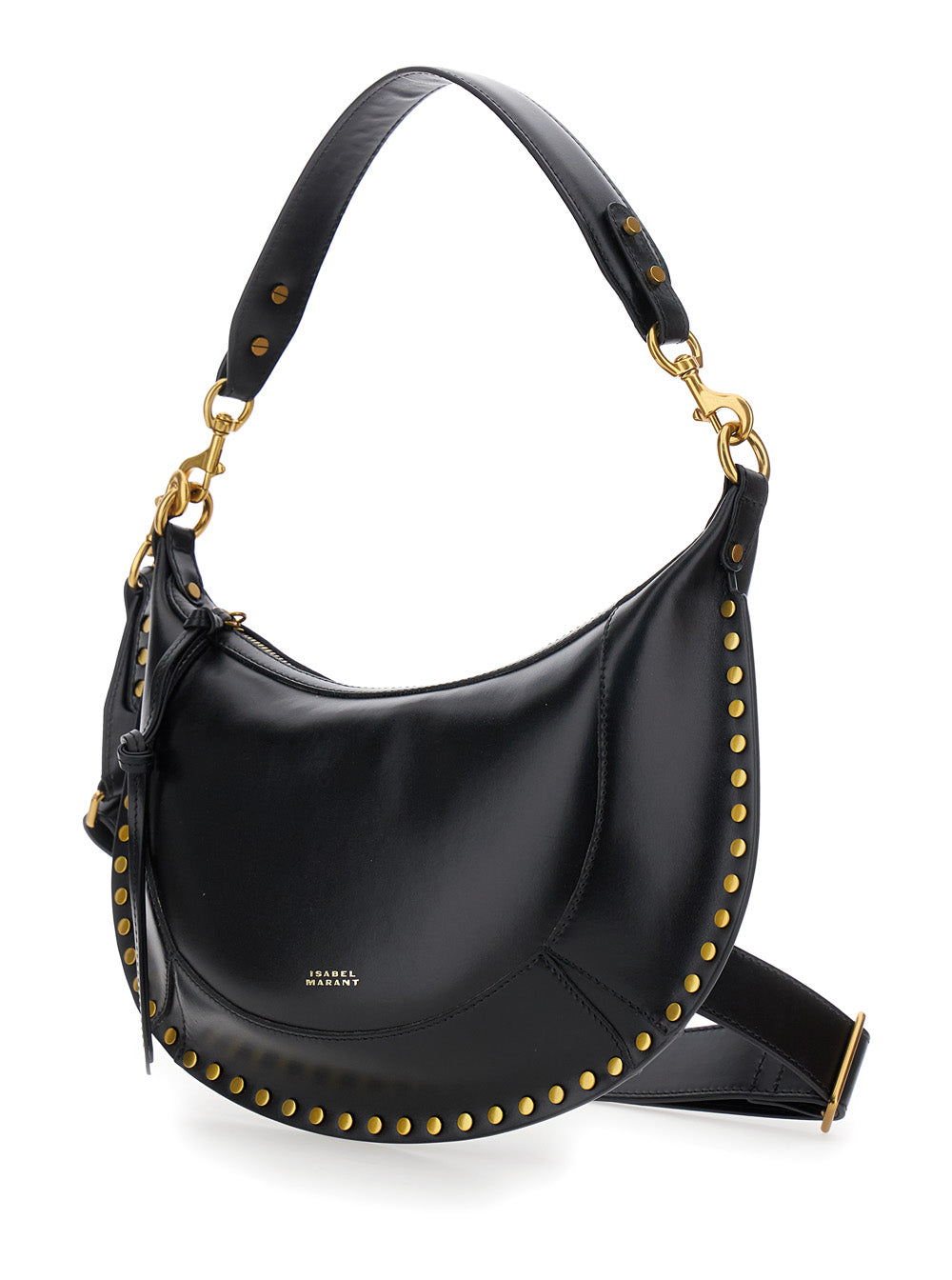 Isabel Marant Women 'Naoko' Black Shoulder Bag With Embossed Logo Lettering On The Front And Removable Shoulder Strap In Leather Woman