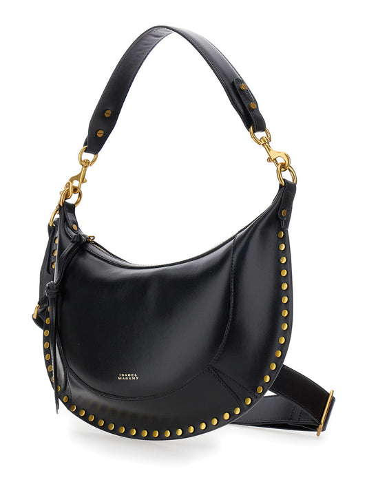 Isabel Marant Women 'Naoko' Black Shoulder Bag With Embossed Logo Lettering On The Front And Removable Shoulder Strap In Leather Woman
