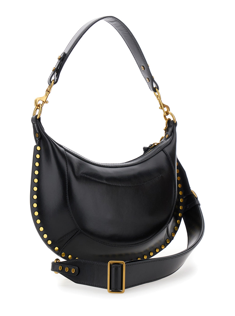 Isabel Marant Women 'Naoko' Black Shoulder Bag With Embossed Logo Lettering On The Front And Removable Shoulder Strap In Leather Woman