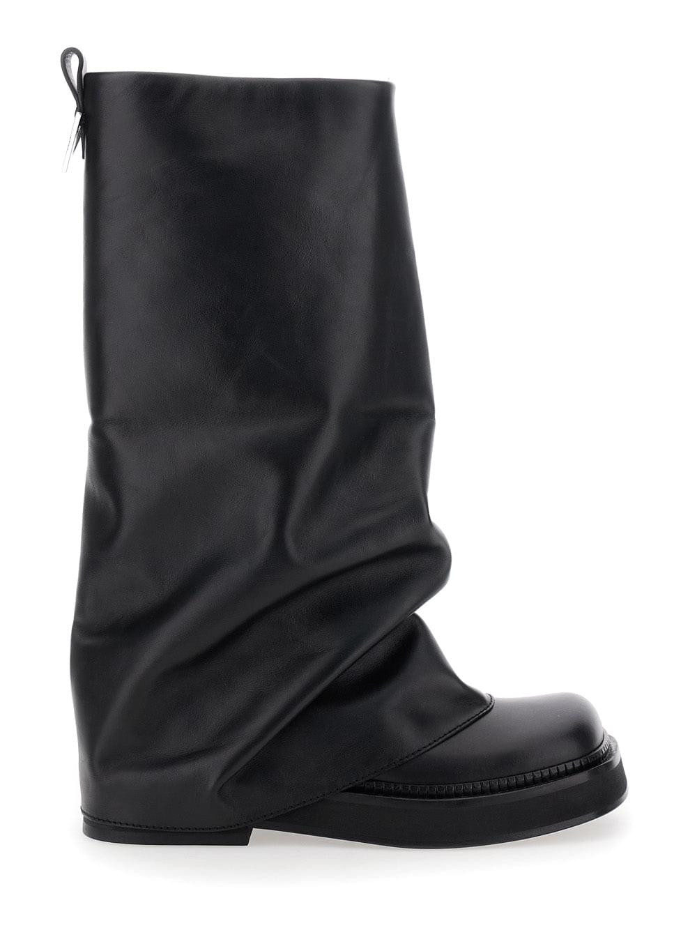 The Attico Women Boots 'Robin' With Square Toe And Logo Plate On The Back In Black Leather For Women