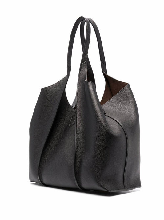 Tod's Women Black Tote Bag With T Timeless Charm In Leather Woman
