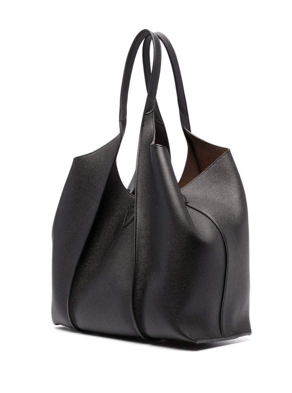 Tod's Women Black Tote Bag With T Timeless Charm In Leather Woman