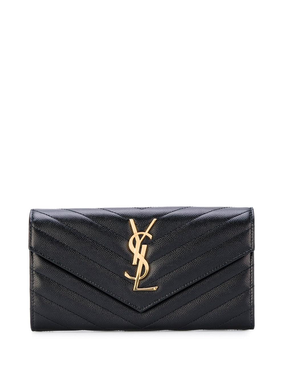 Saint Laurent Women Cassandre Matelassé Large Flap Wallet In Grain De Poudre Leather