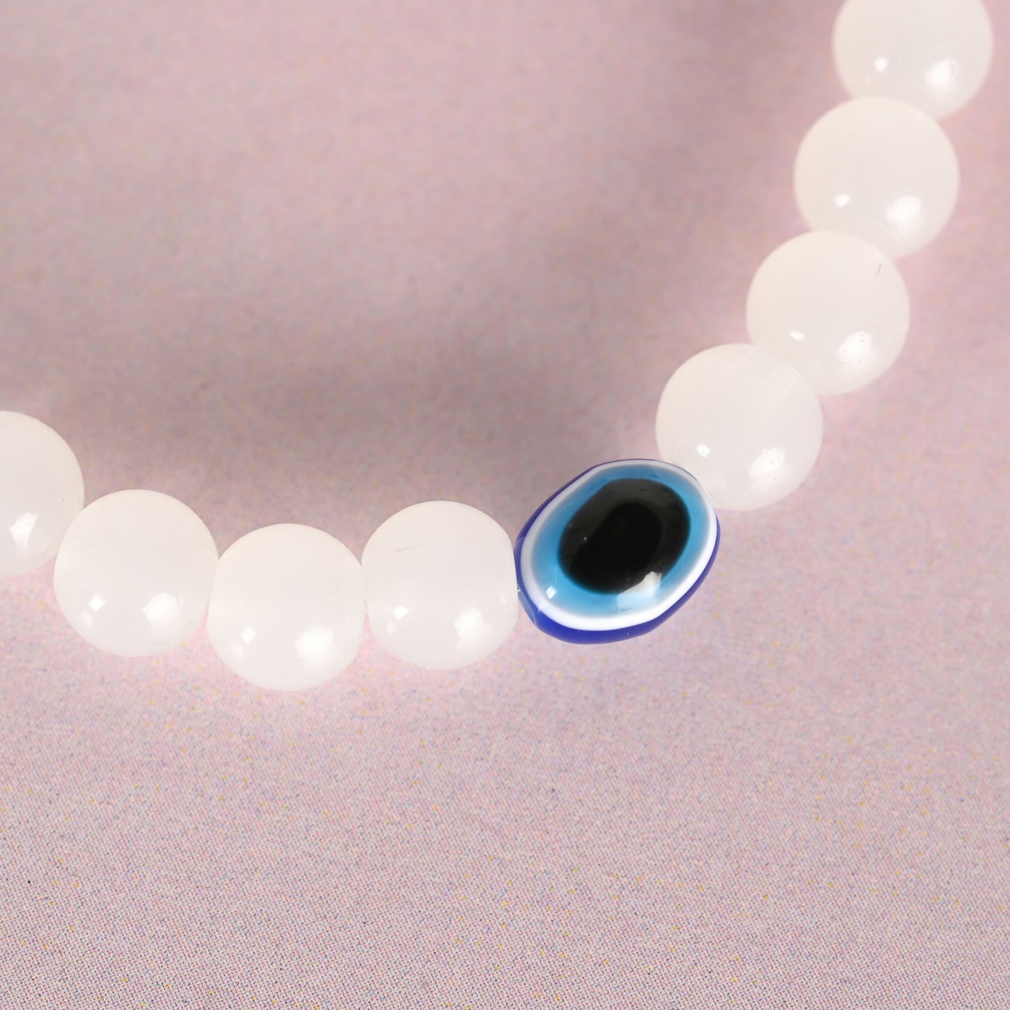 NVR Men & Women White Marbel Crystal Elasticated Bracelet