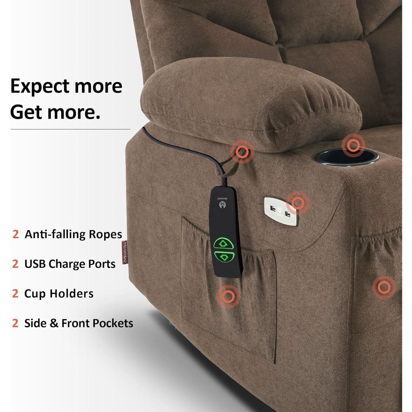 Power Lift Recliner Chair With Extended Footrest For Senior