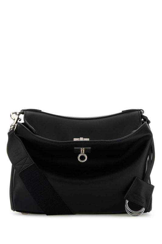 Balenciaga Men Black Leather Small Rodeo Messenger Crossbody Bag