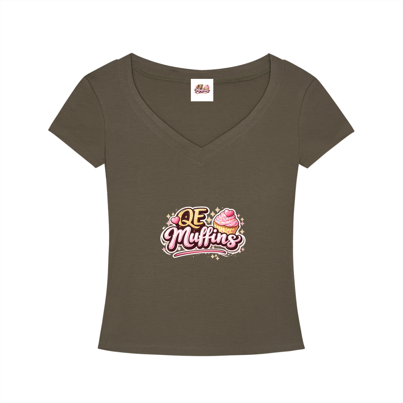 QE Muffins Tencel Slim Fit V-Neck T-Shirt
