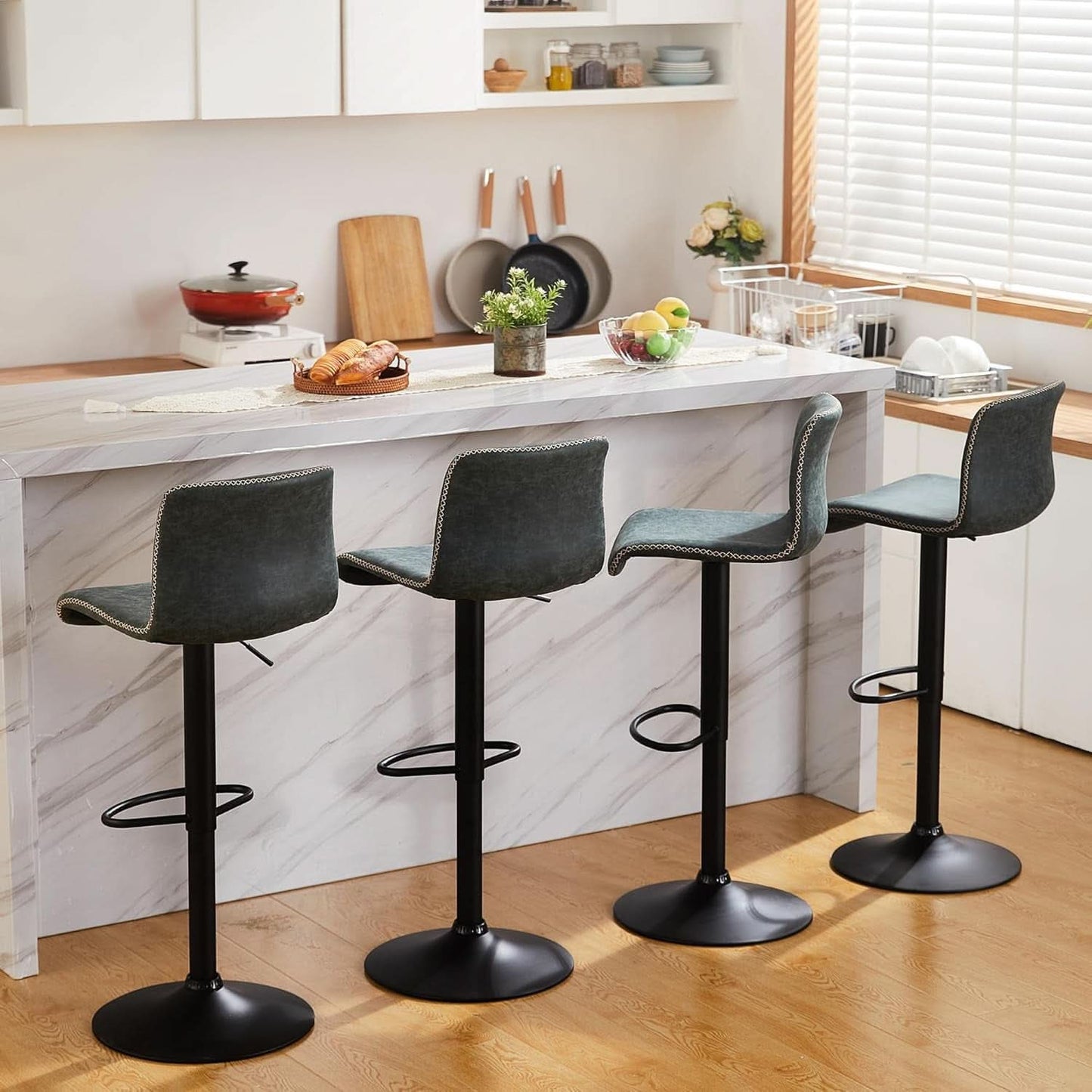 Teal Bar Stools Set Of 3 Adjustable Height 24 To 32 Inches