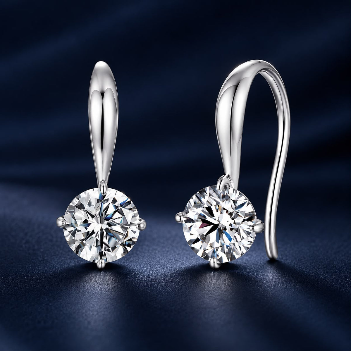925 Sterling Silver White Gold Plated 0.5ct Moissanite 1.4x0.6cm Earrings for Women