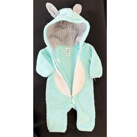 Carter's Baby Girls Hooded Fleece Coverall, Minty