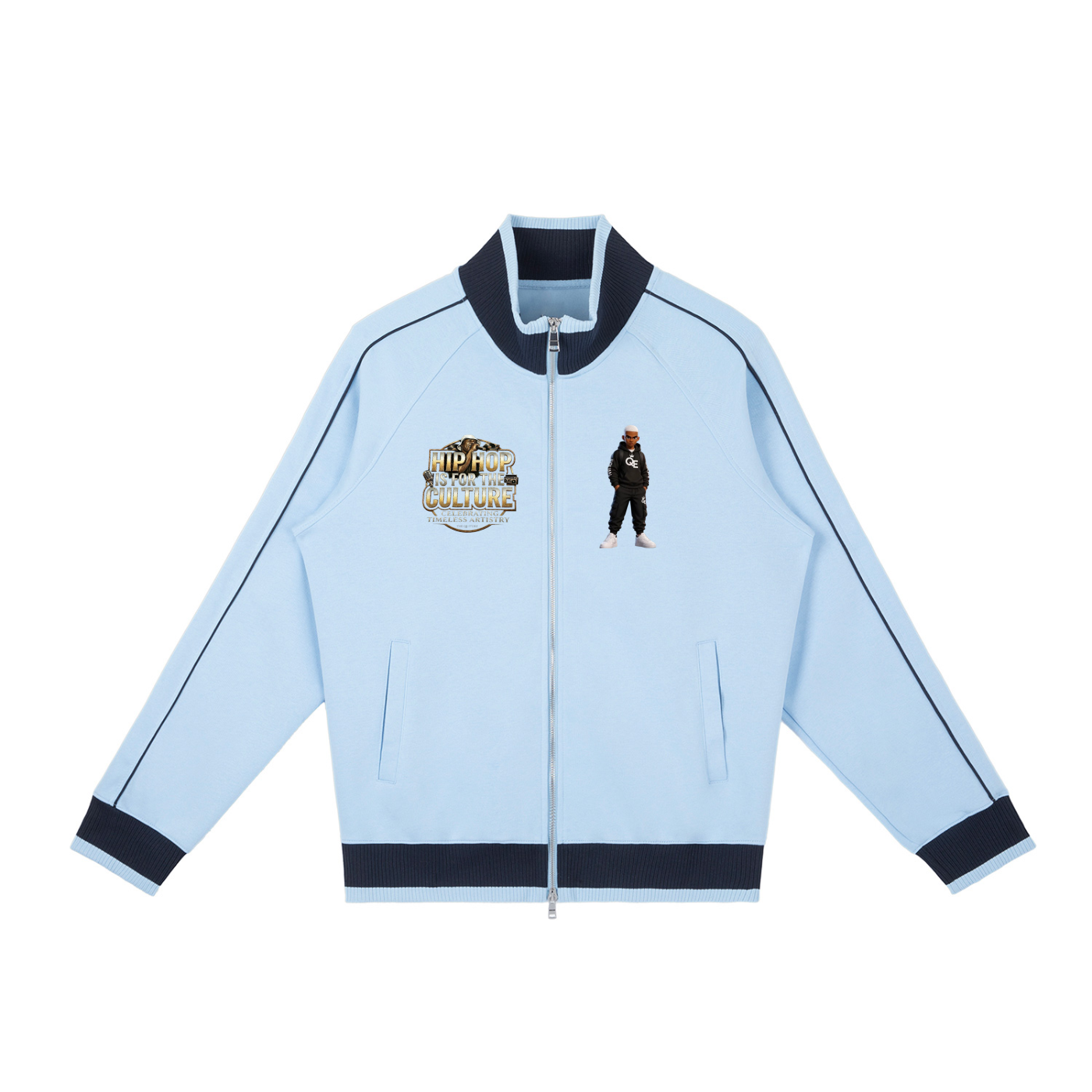 QE Patches Color Block Raglan Sleeve Zip Track Jacket