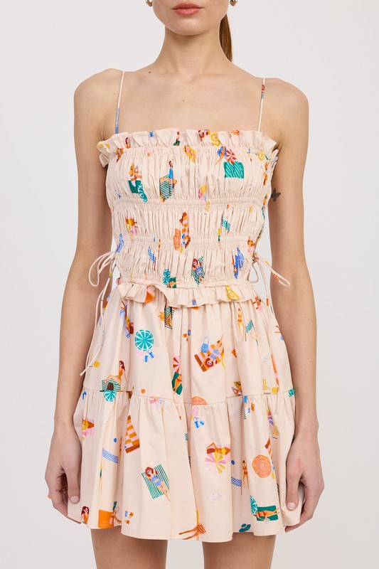 GATHERED POPLIN MIN DRESS