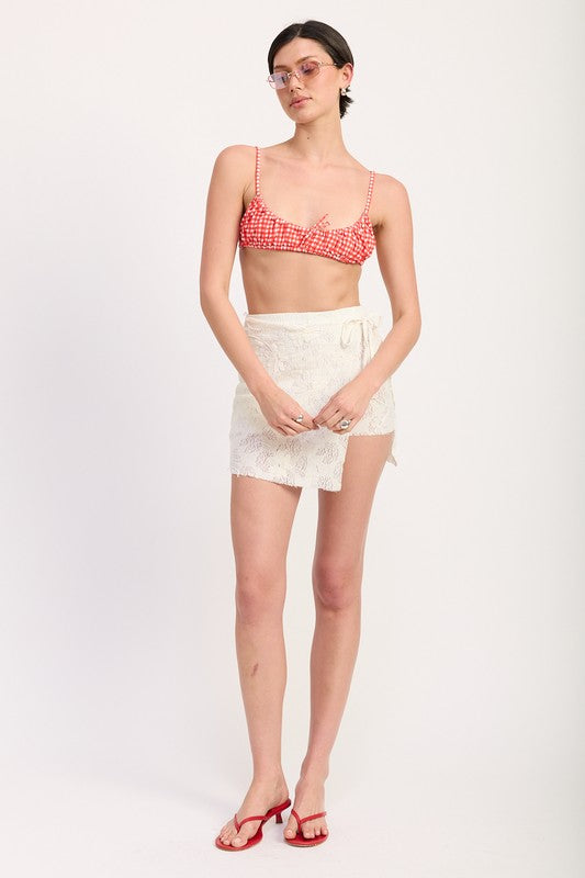 LACE WRAP SKIRT WITH DRAWSTRING
