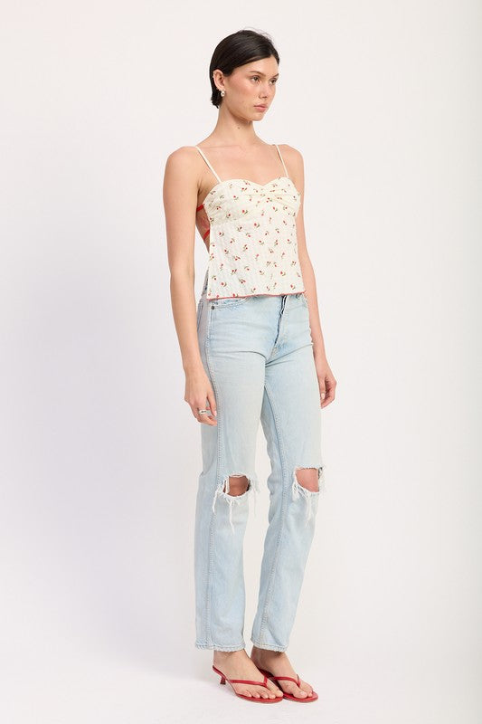 FLORAL SWEETHEART CAMI TOP