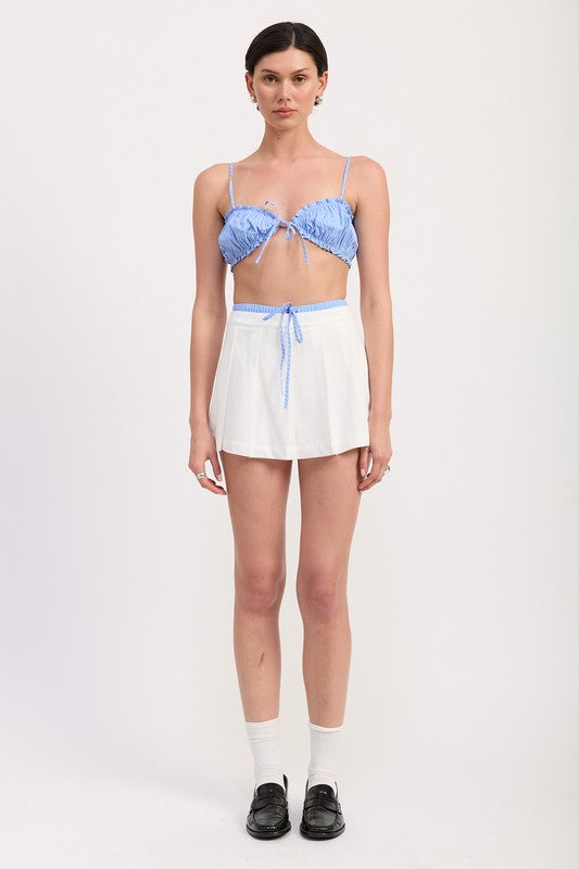 PLEATED CONTRAST TRIM SKORT