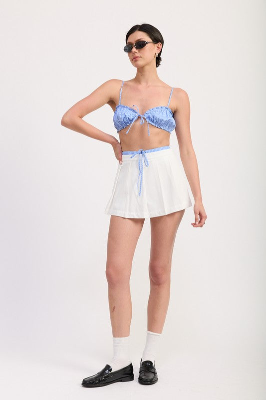 PLEATED CONTRAST TRIM SKORT