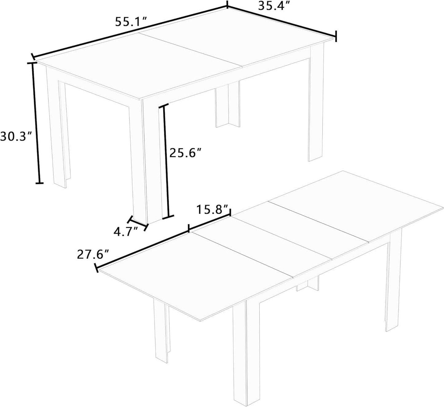 Expandable Dining Table For 6 To 8 Seater Brown Engineered Wood