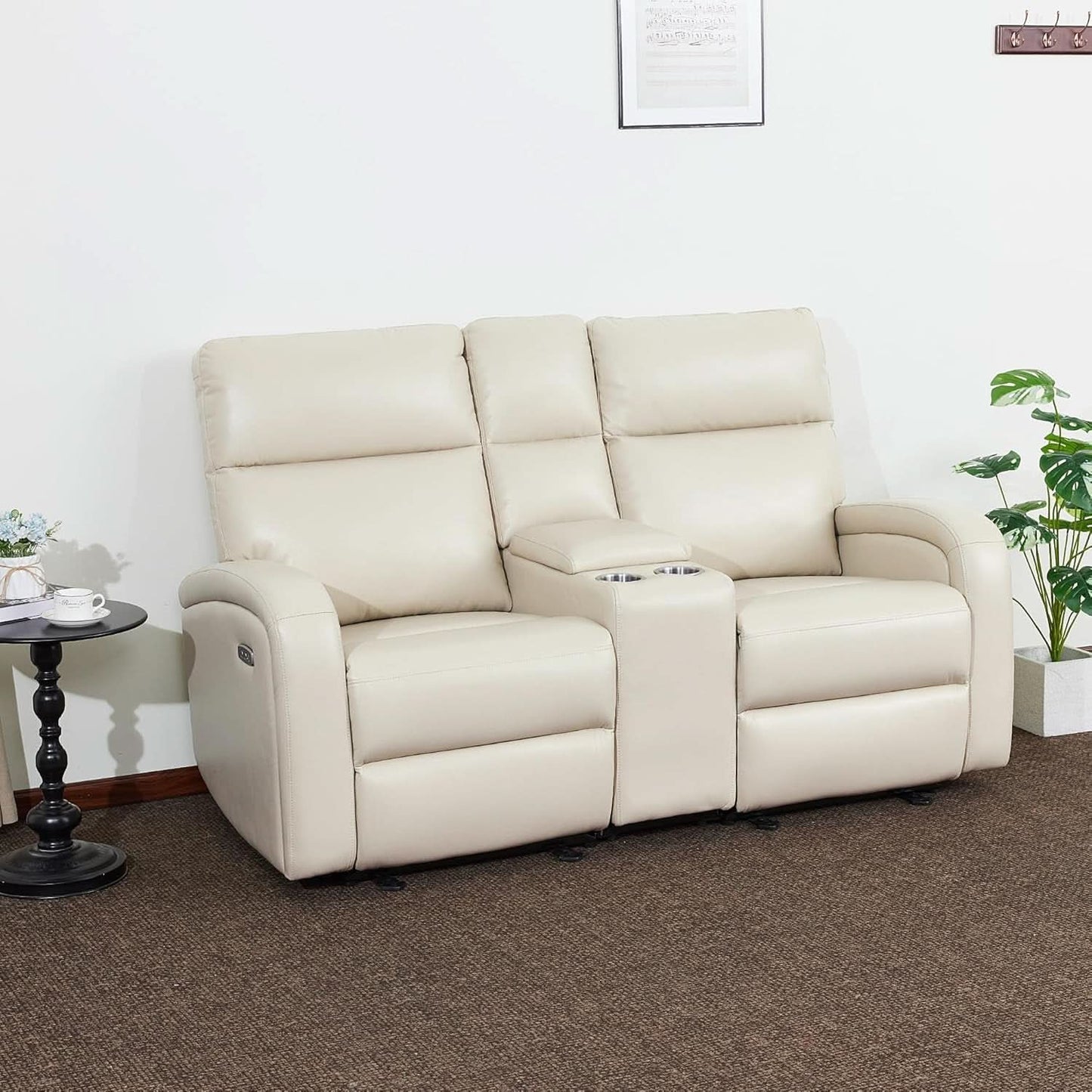 65.7-Inch Zero Wall Recliner Loveseat With Console