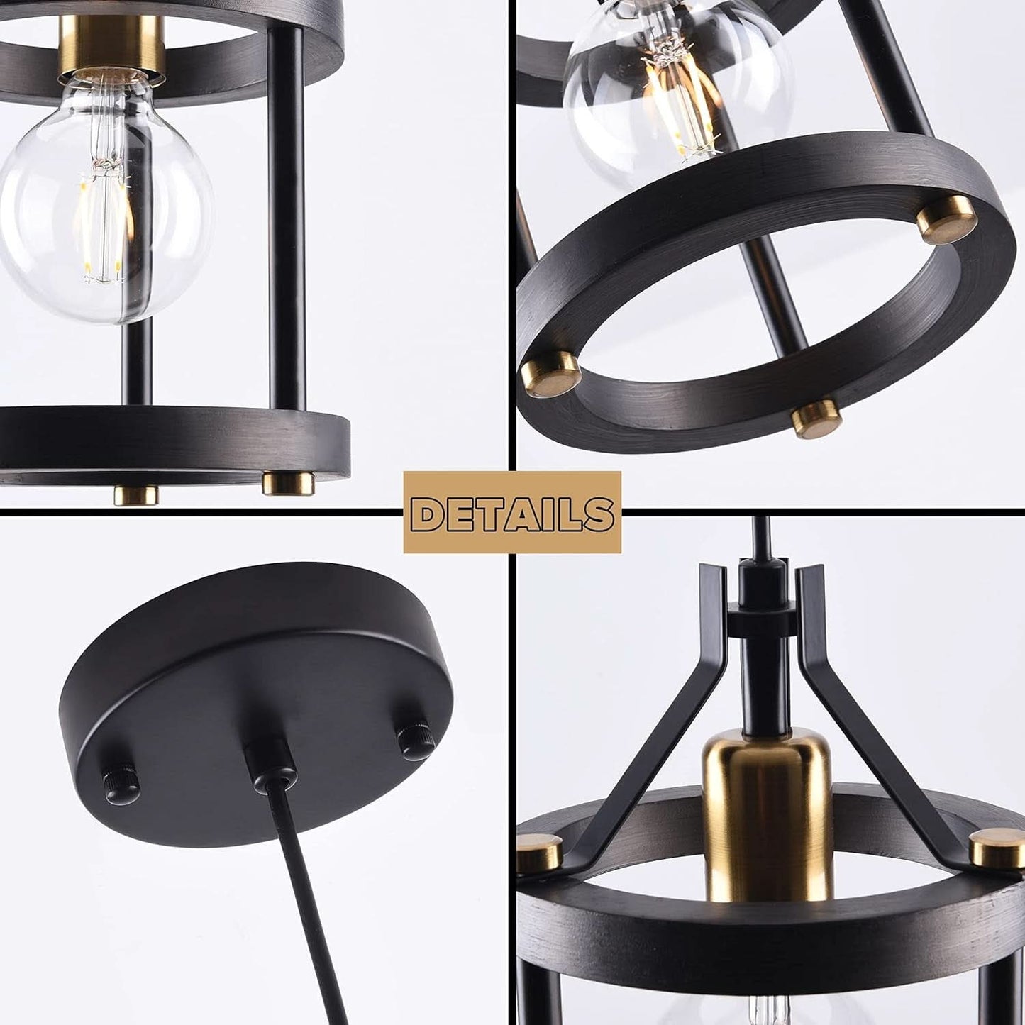 Black Farmhouse Pendant Lights With Adjustable Cords