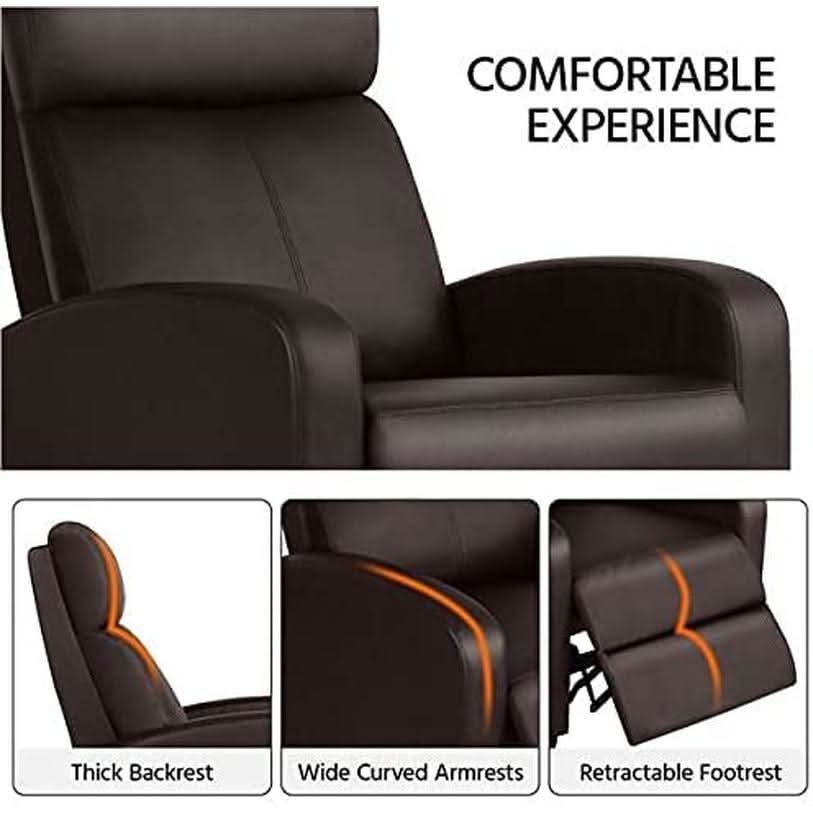 Set Of 2 PU Leather Padded Recliner Chairs For Living Room