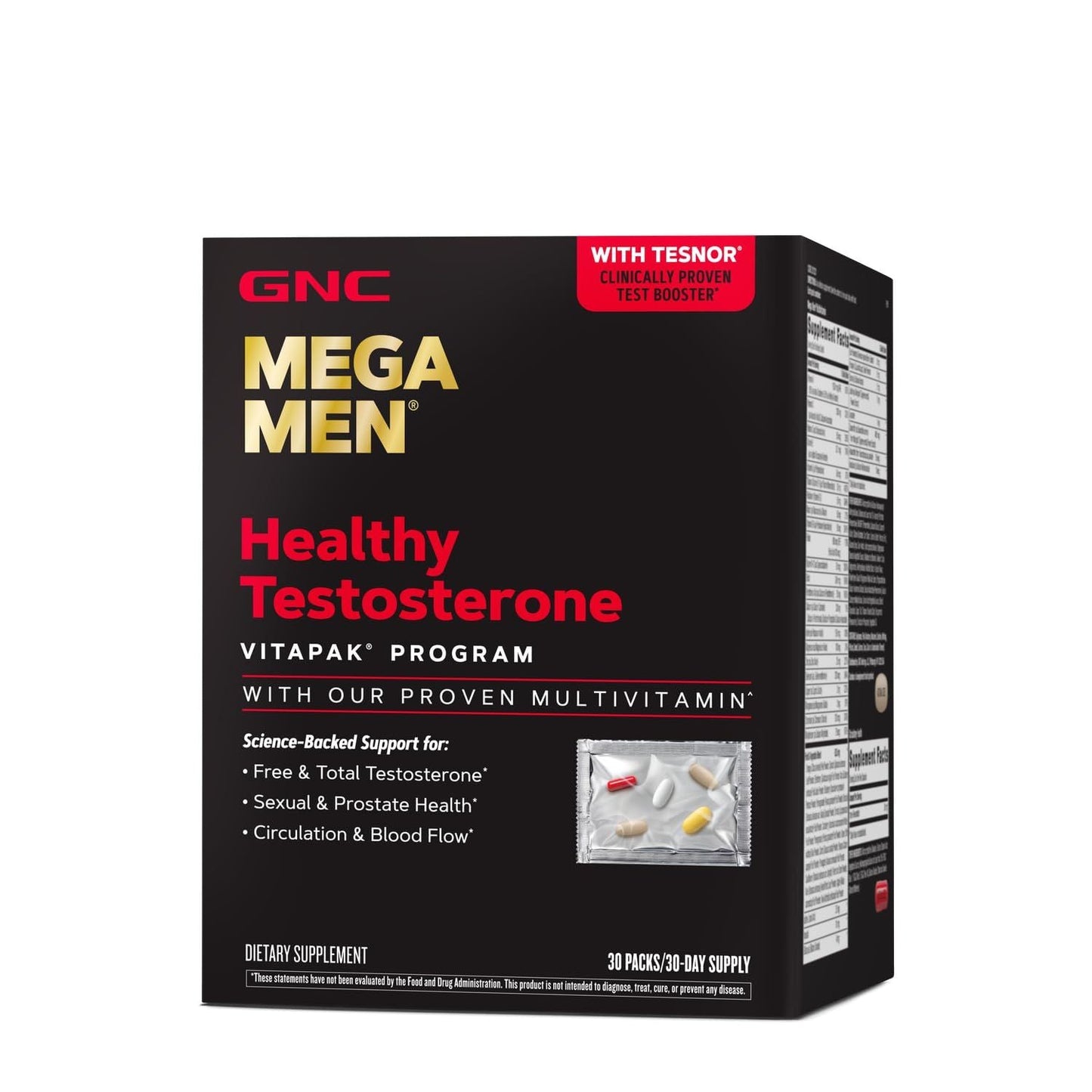GNC Mega Men Healthy Testosterone Vitapak Program, 30 Daily Packs