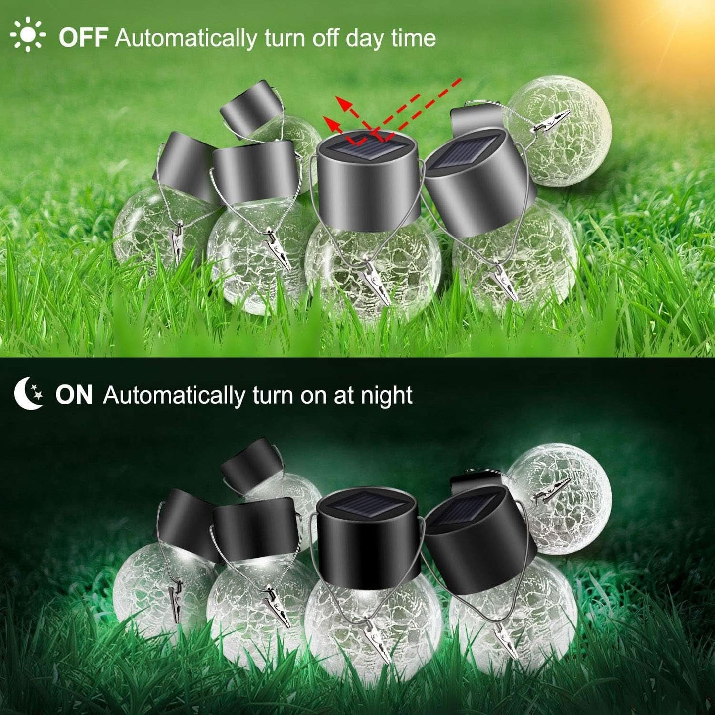 Solar Hanging Globe Lights Waterproof Cold White 24 Pack