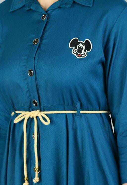 PAVONINE Petrol Color High-Low Midi For Girls