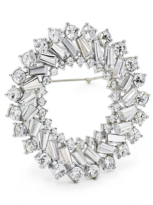 Charter Club Silver-Tone Multi-Crystal Wreath Pin
