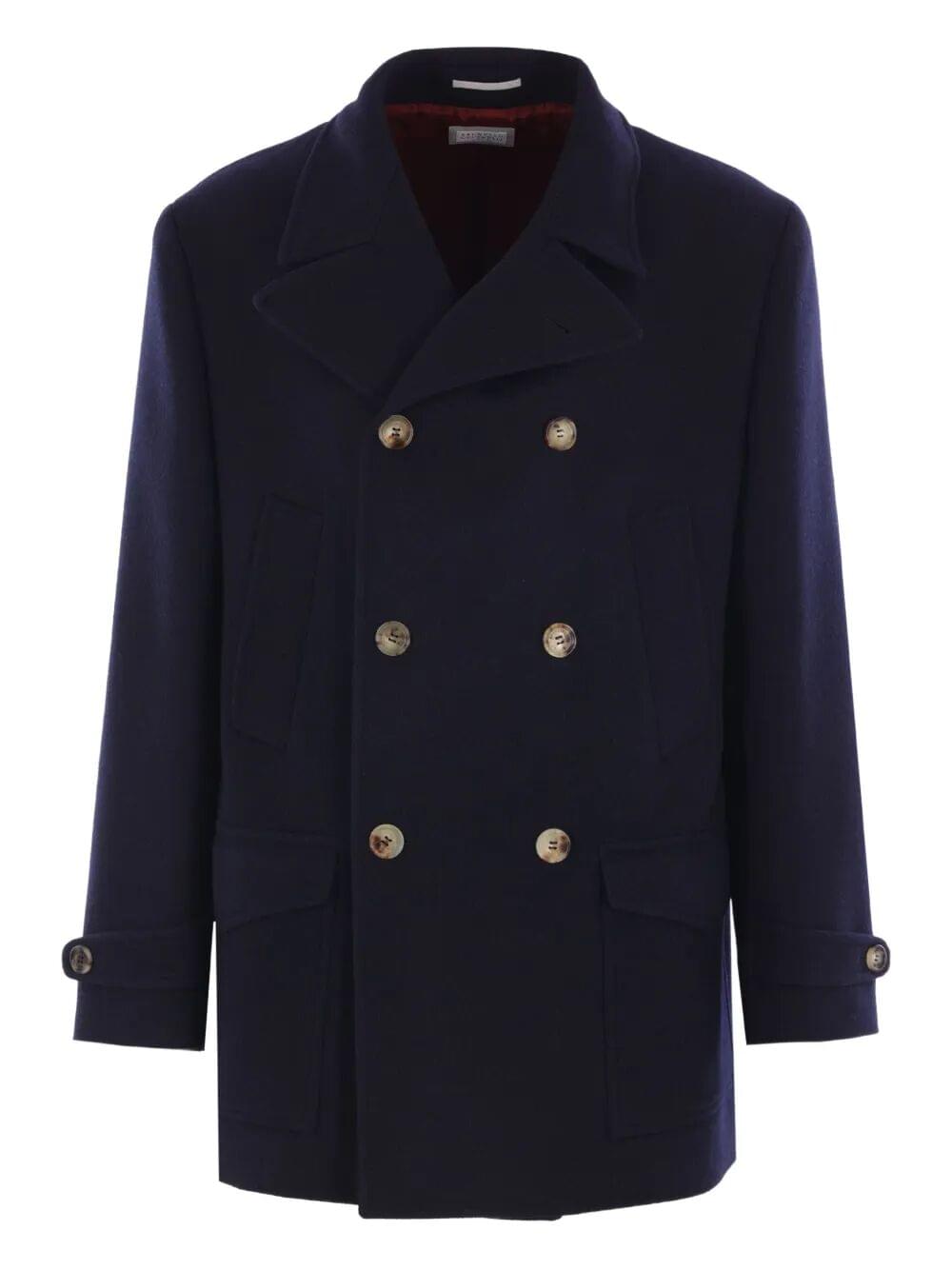 Brunello Cucinelli Men Double-Breasted Wool Coat