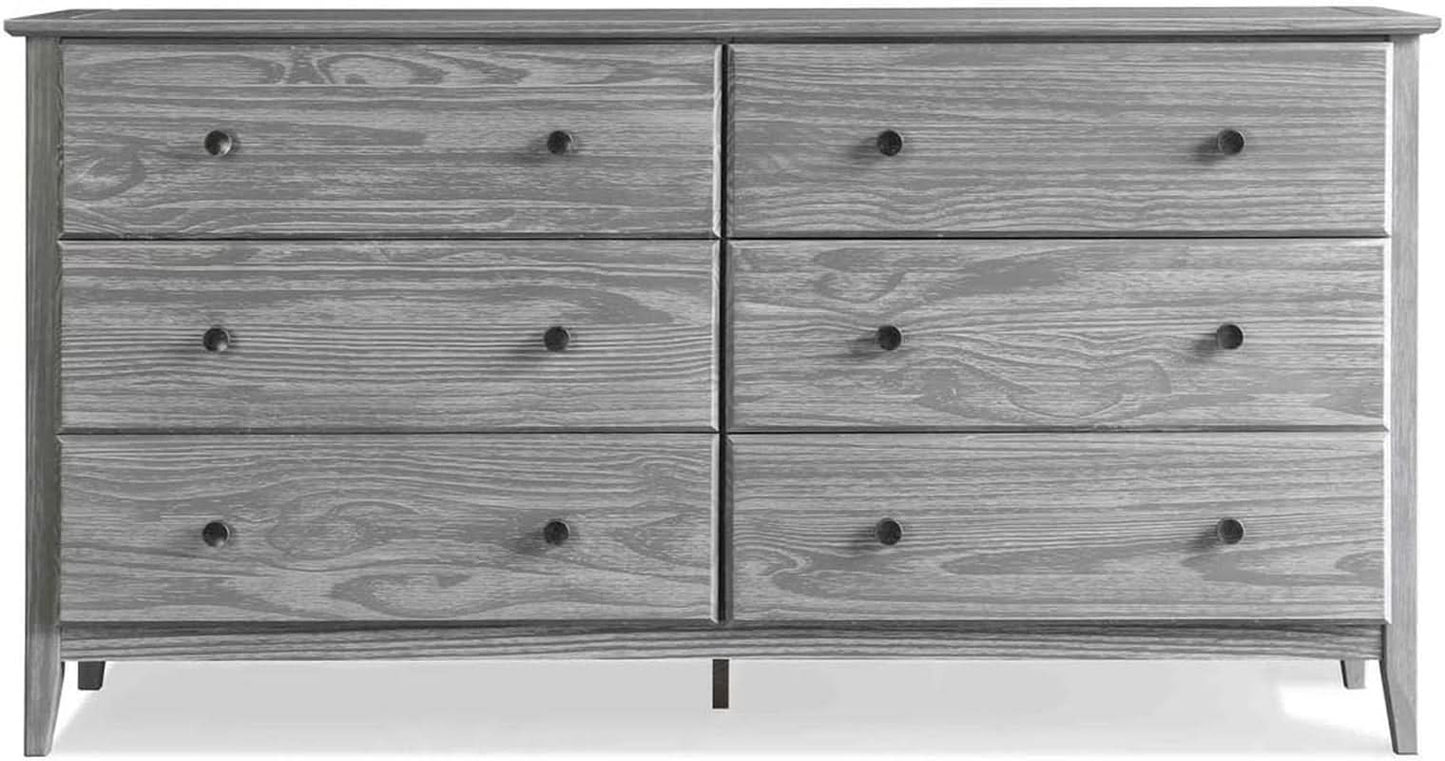 Greenport 6 Drawer Solid Wood Dresser Brushed White