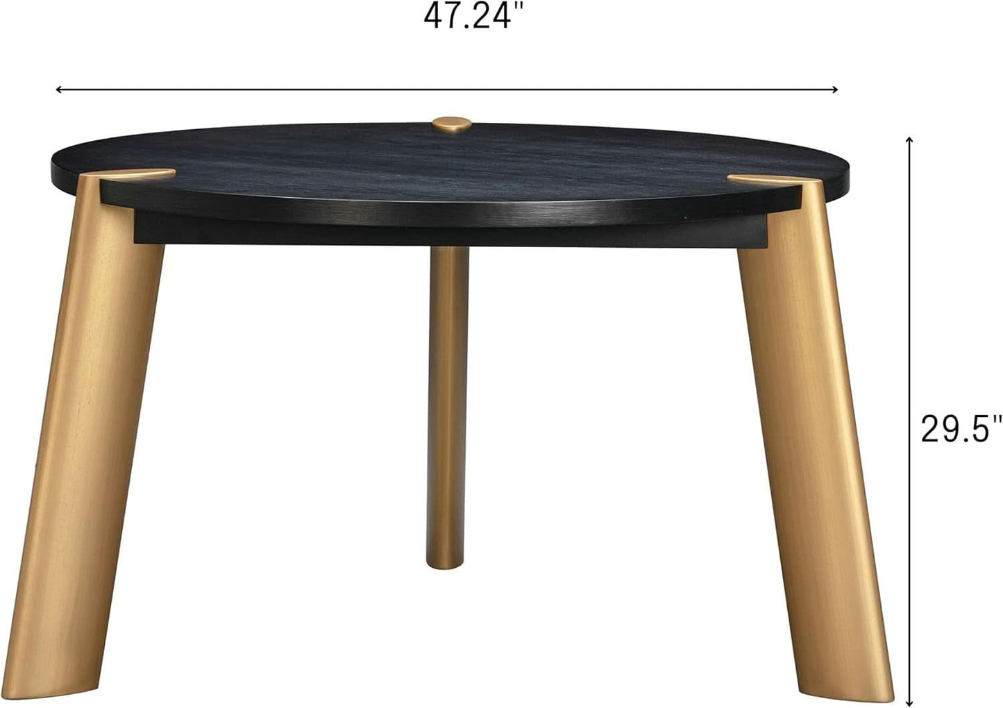 Tribase 47 Inch Round Burnt Black Dining Table Modern