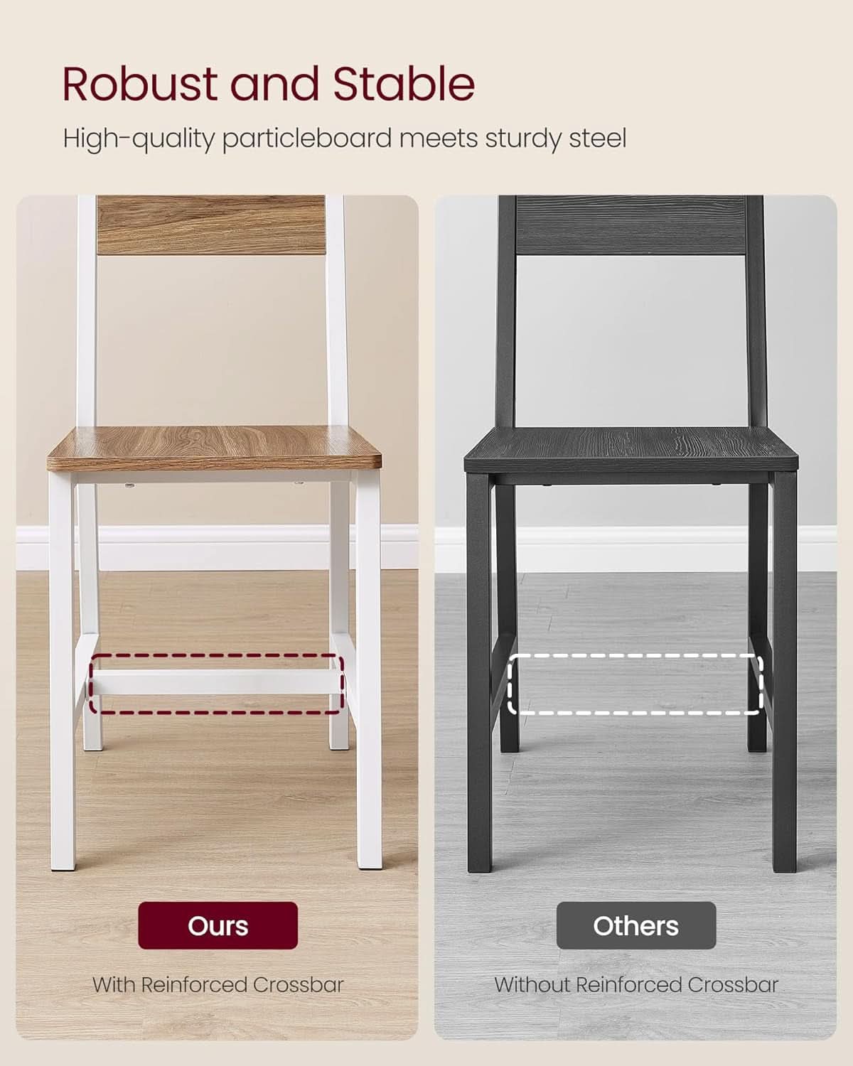 Dining Chair Set Of 2 Rustic Wood With Metal Frame
