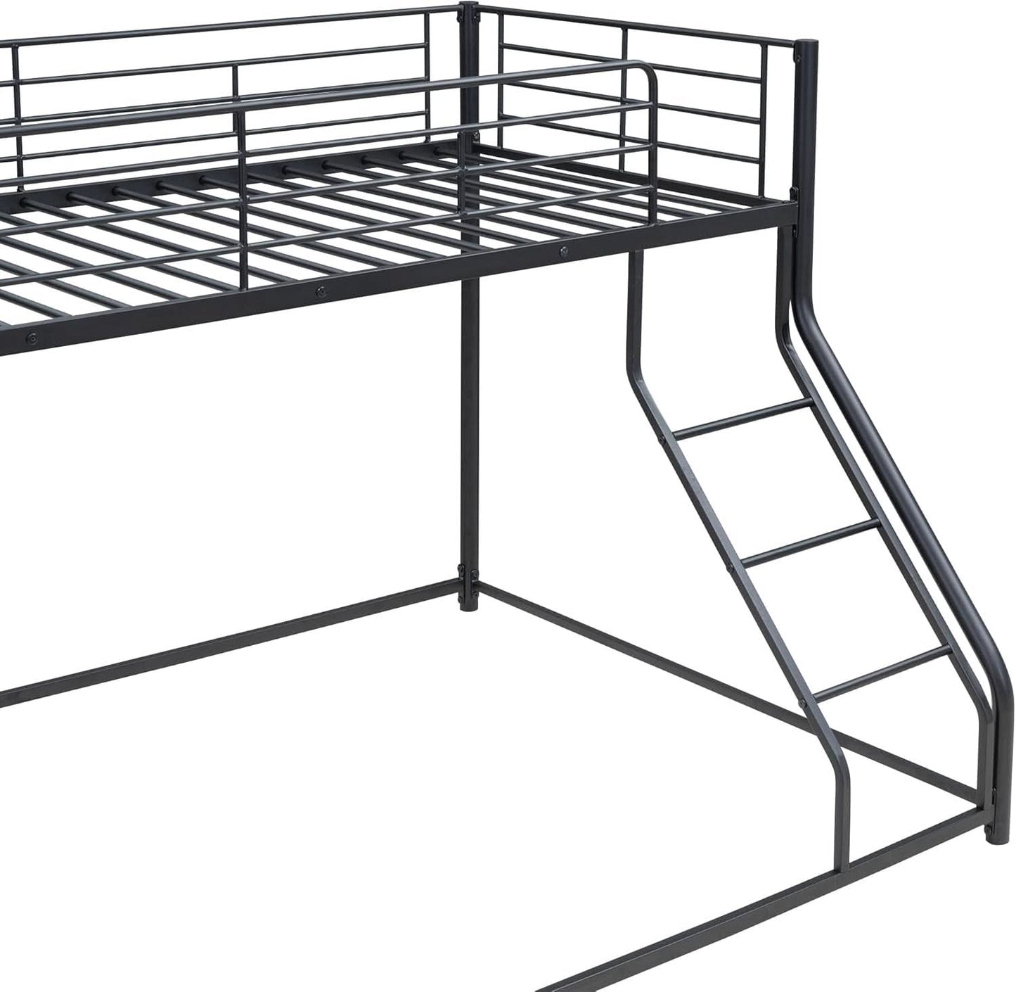Heavy Duty Twin Over Queen Metal Bunk Bed In Black