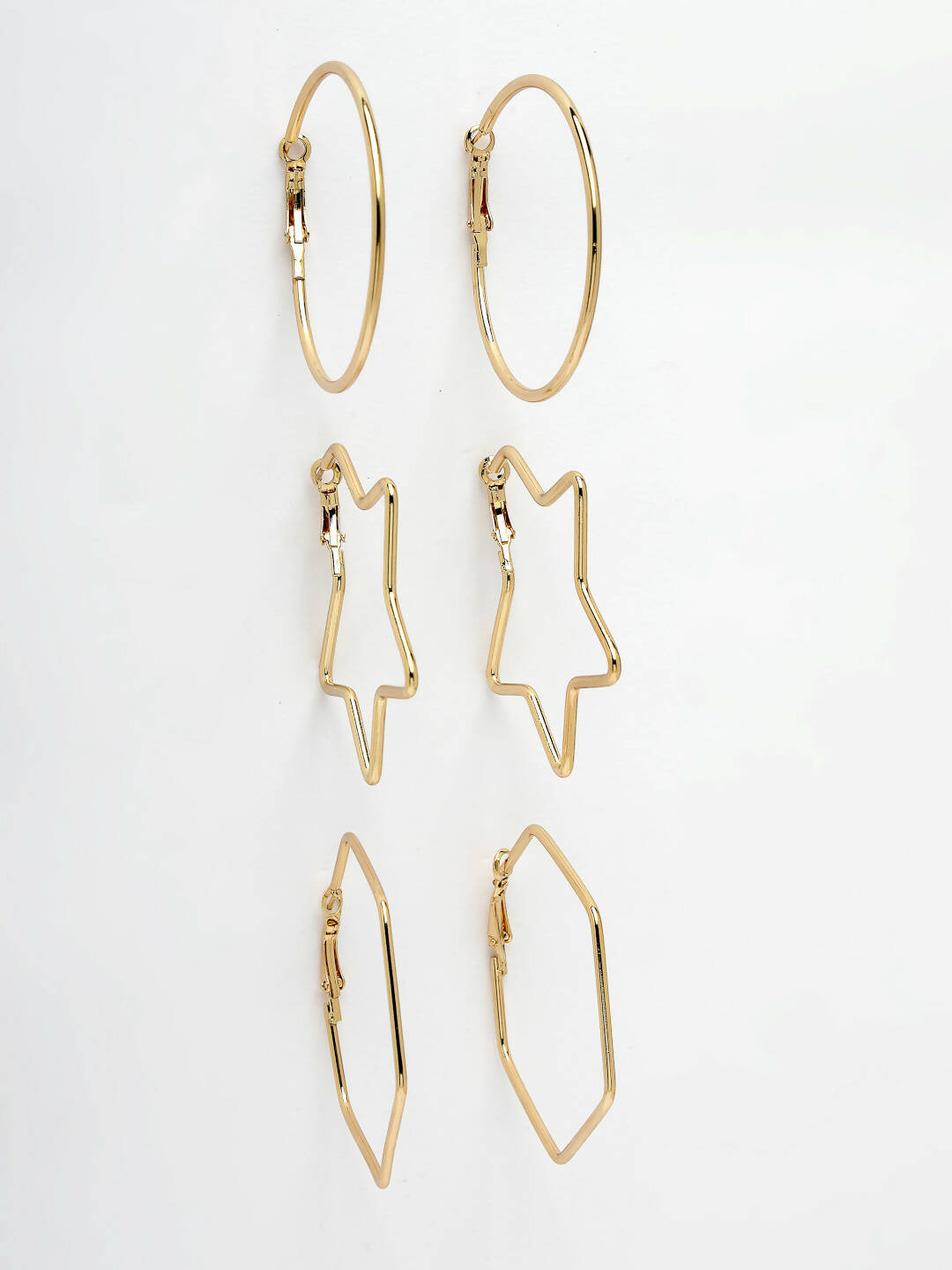 NVR Women Gold-Toned Geometric Hoop Earrings