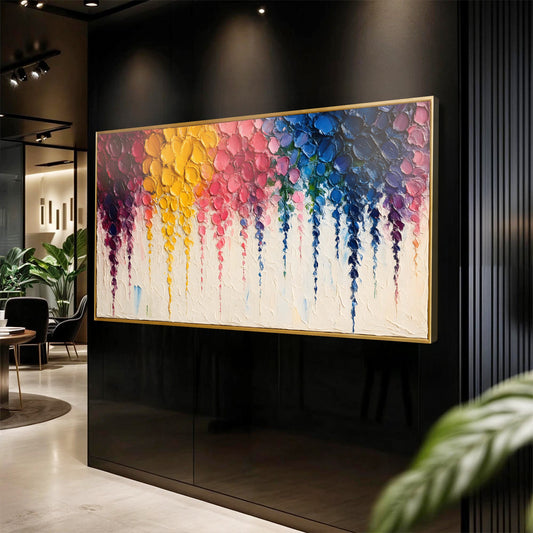 Rainbow Cascade Impasto Wall Art