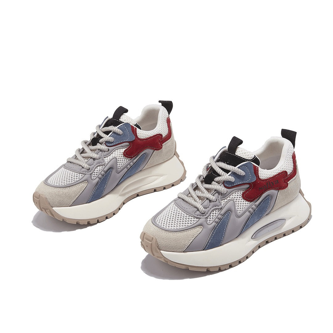 Luxury Sneakers Women Thick Bottom Round Toe Breathing Chunky Platform Sneakers
