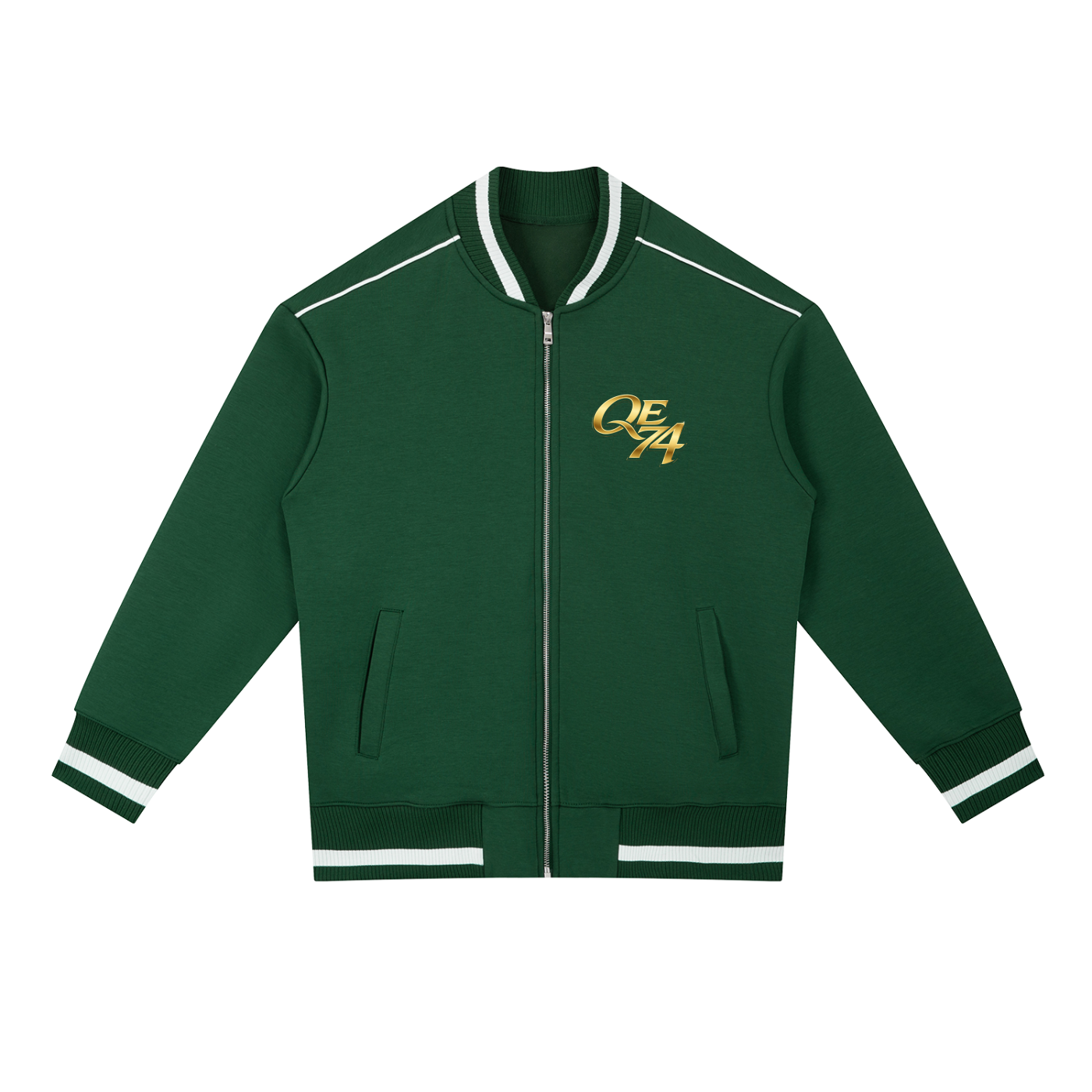 QE 74 Contrast Piping Zip Bomber Jacket