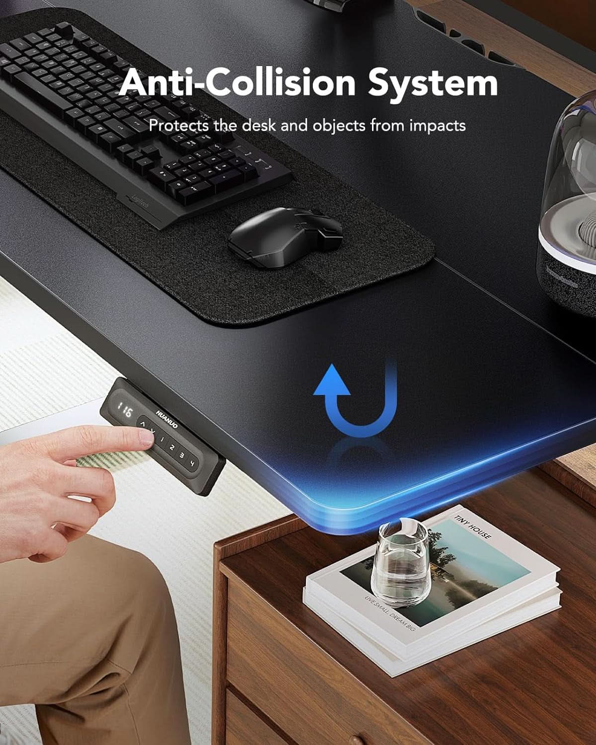 48 Inch Black Electric Standing Desk With Adjustable Height And Memory Settings