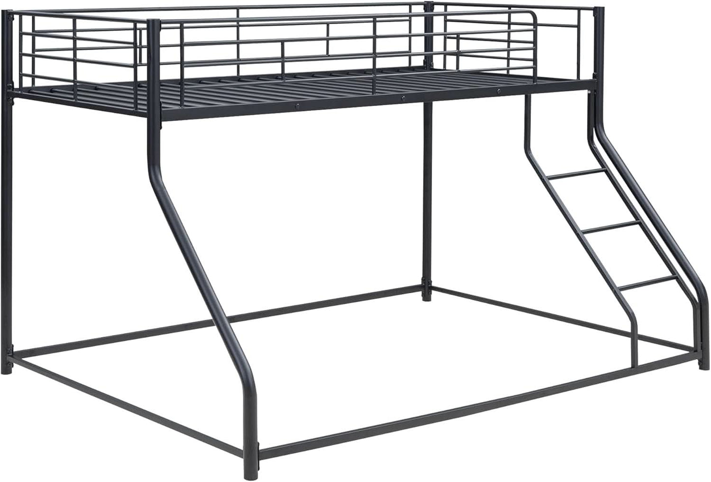 Heavy Duty Twin Over Queen Metal Bunk Bed In Black