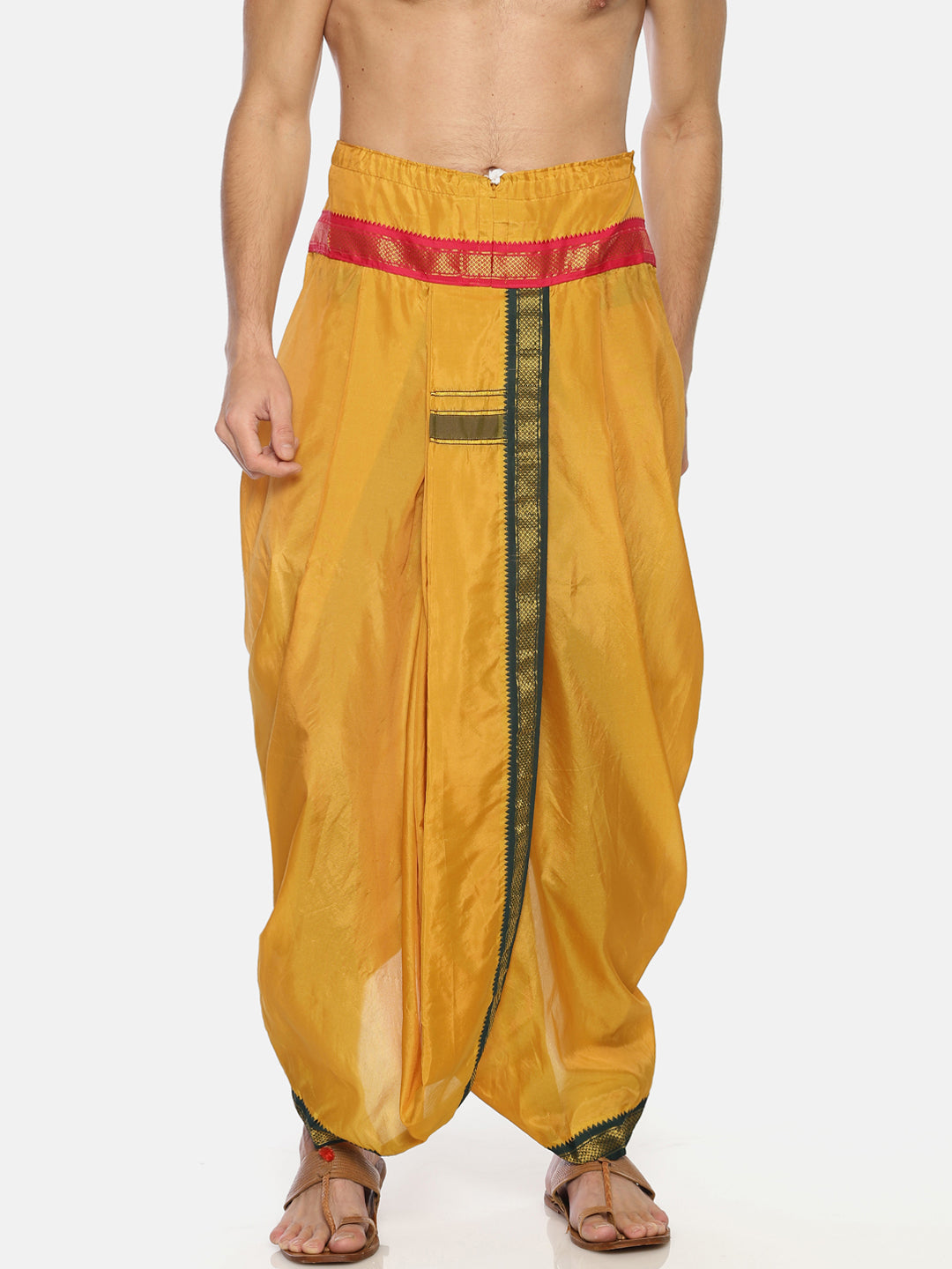 Sethukrishna Men Mustard Yellow Solid Readymade Dhoti Pant