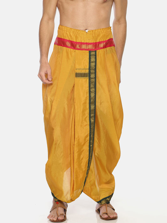 Sethukrishna Men Mustard Yellow Solid Readymade Dhoti Pant