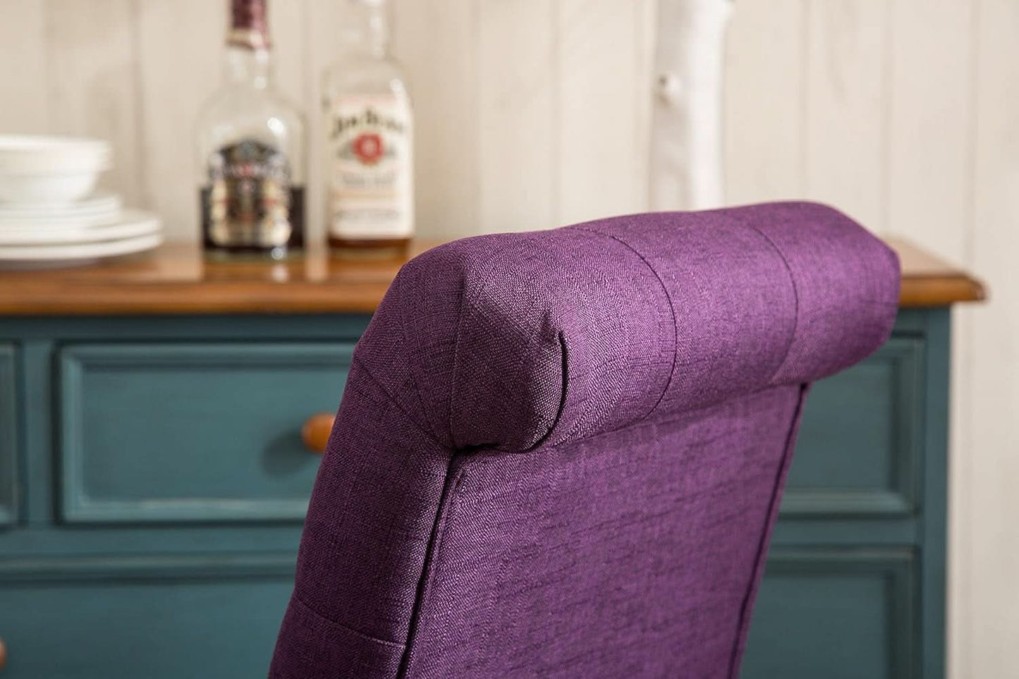 Solid Wood Purple Tufted Parsons Dining Chair Set of 2