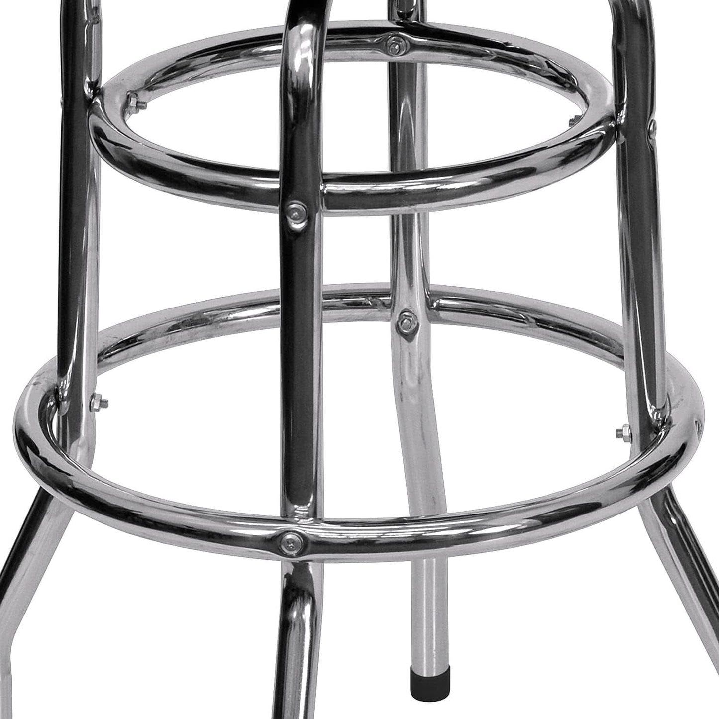 Bruno 2 Pack Bar Stool Chrome Double Ring Black Seat