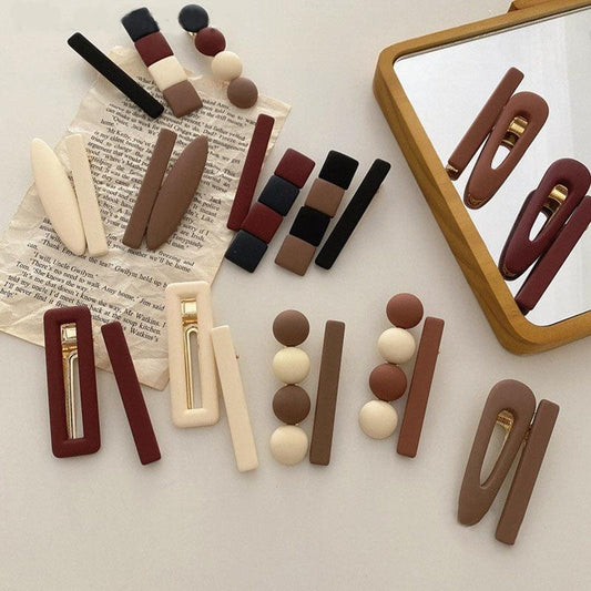 2pcs/Set Fashion Hair Clips Hairpin Geometric Korean Hairgrip Oval Square Hair Barrette Women Headband Gorgeous Hair Accessories For Women
