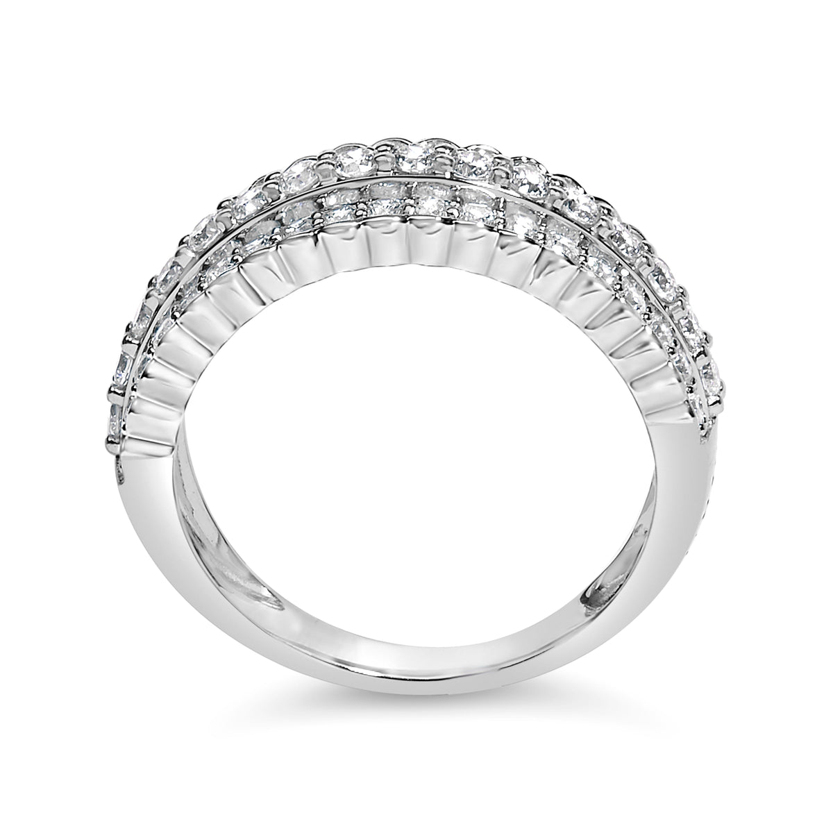 .925 Sterling Silver 1.0 cttw Lab Grown Diamond 3 Row Band Ring (F-G Color, VS1-VS2 Clarity) - Ring Size 7