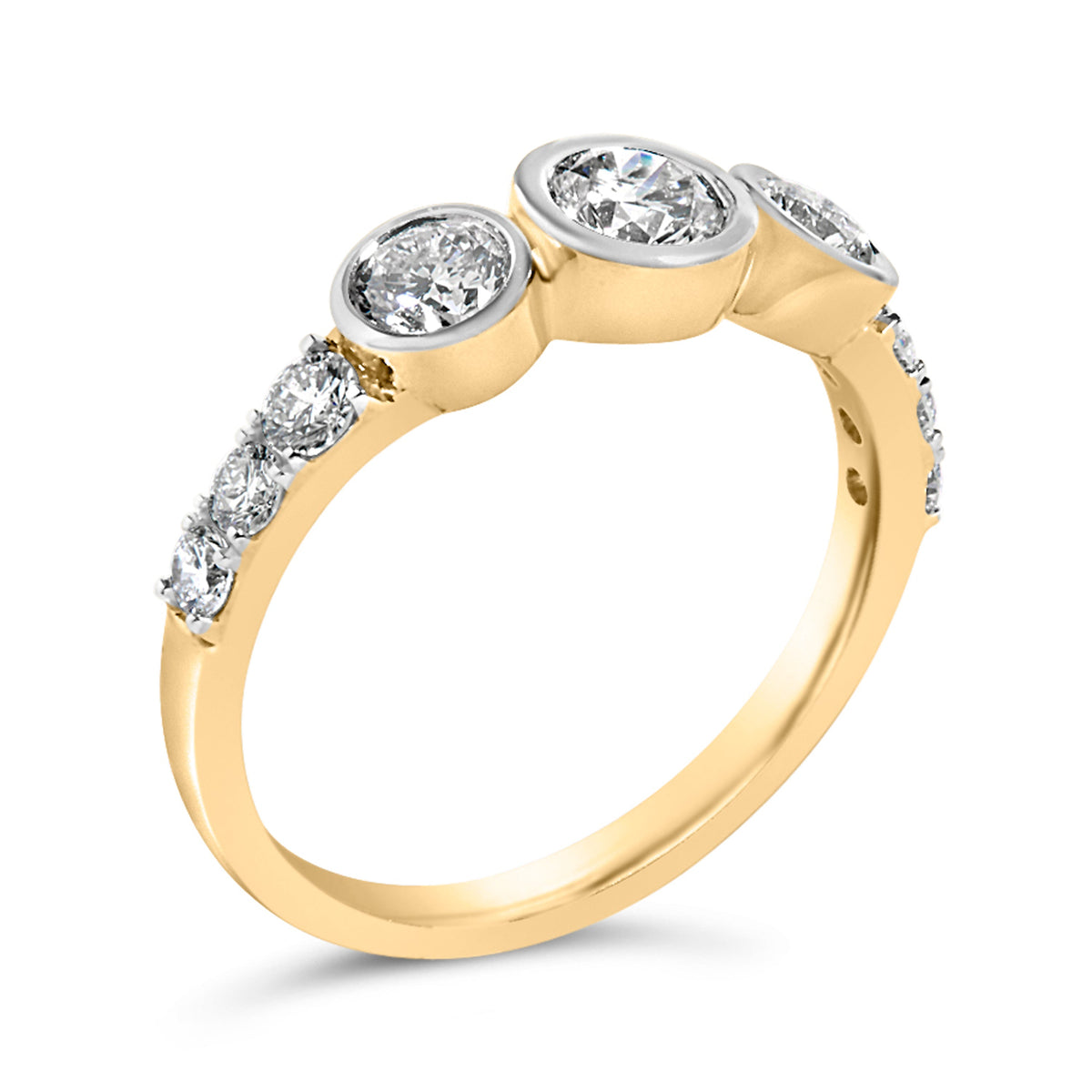 10K Yellow Gold Plated .925 Sterling Silver 1.0 Cttw Lab Grown Diamond Bezel Set Ring