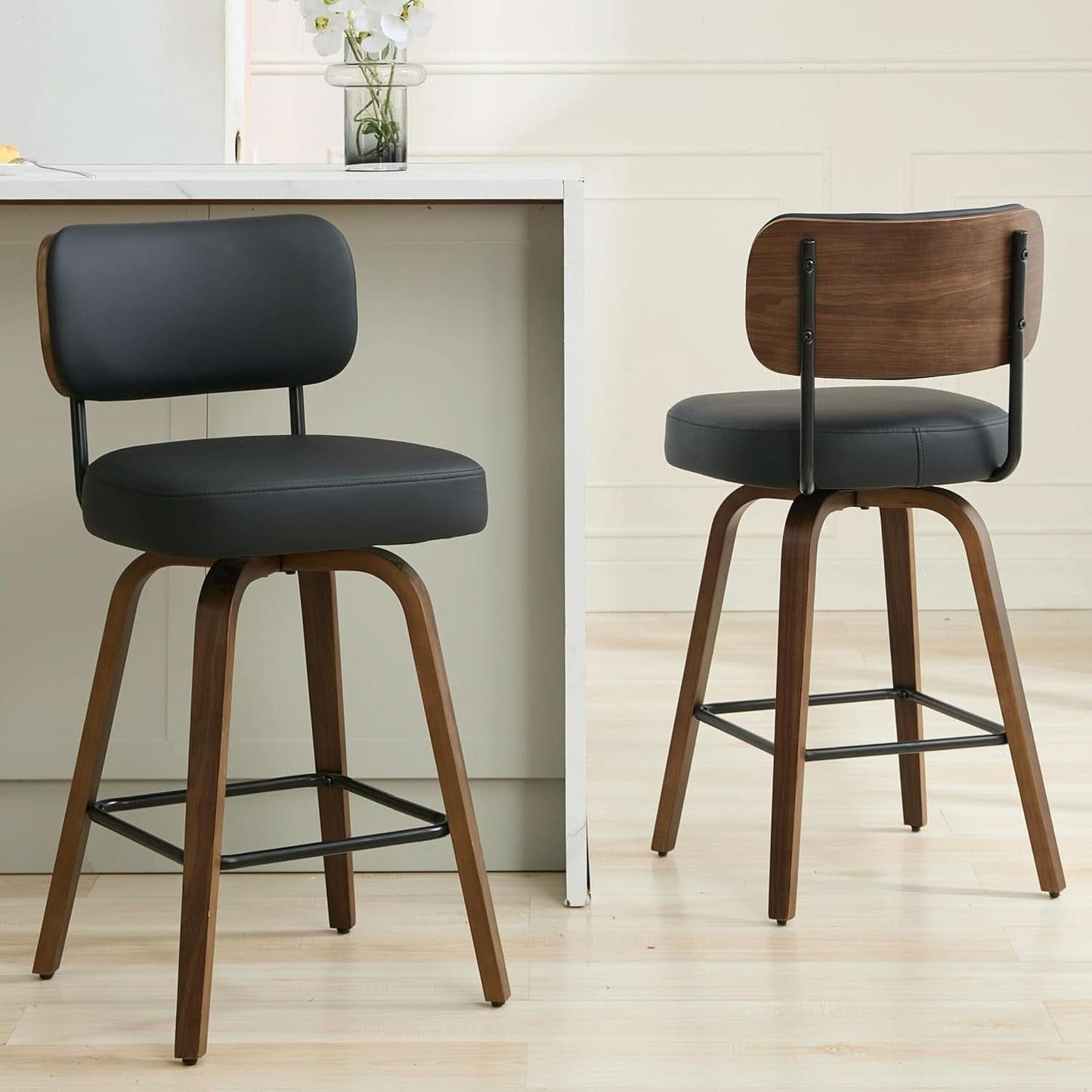Swivel Bar Stools Set Of 4 26 Inch Counter Height Black